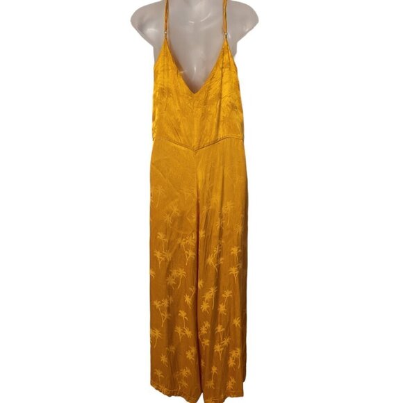 Golden Palm Print Sleeveless Jumpsuit Pepaloves size S - Picture 5 of 13